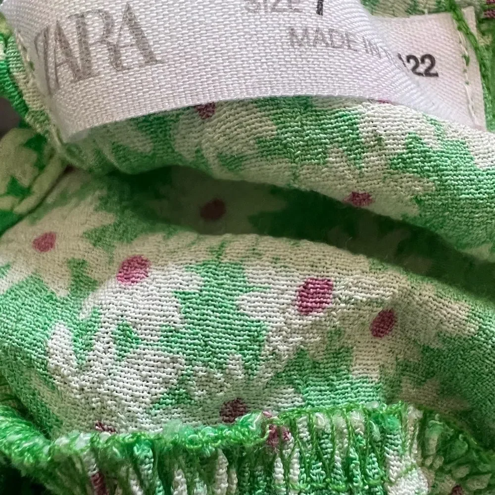 Zara Green Floral Dress Sz 7